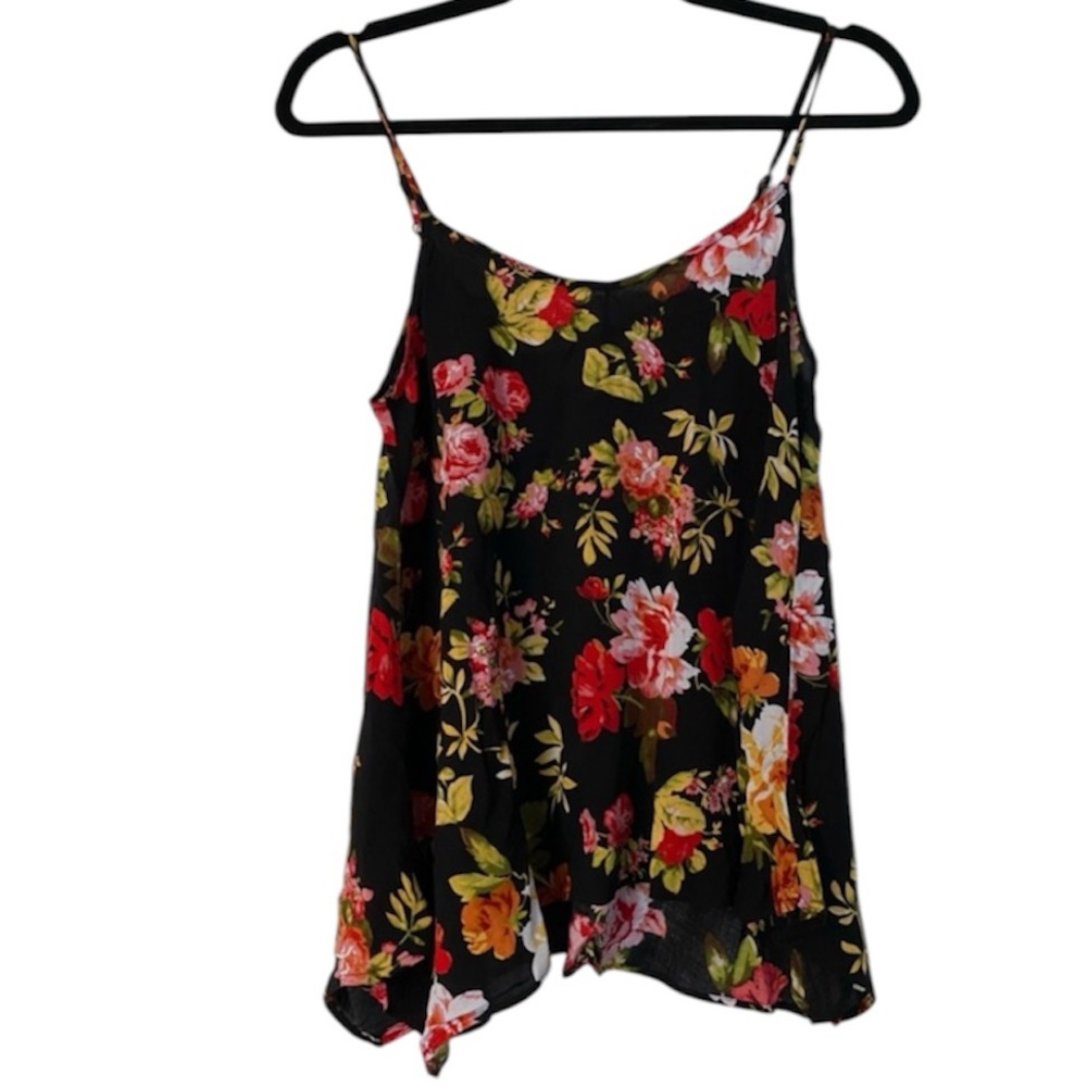 Black floral spaghetti strap top